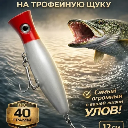 Поппер рыболовный 12.5 см 40 г плавающий на щуку